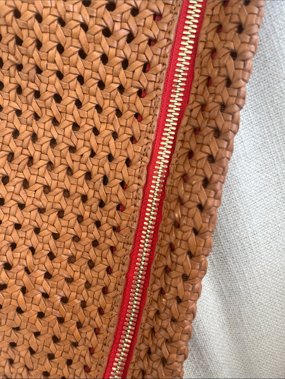 Clare V Grande Fanny Rattan Crossbody with Red Zip - Picture 11 of 15